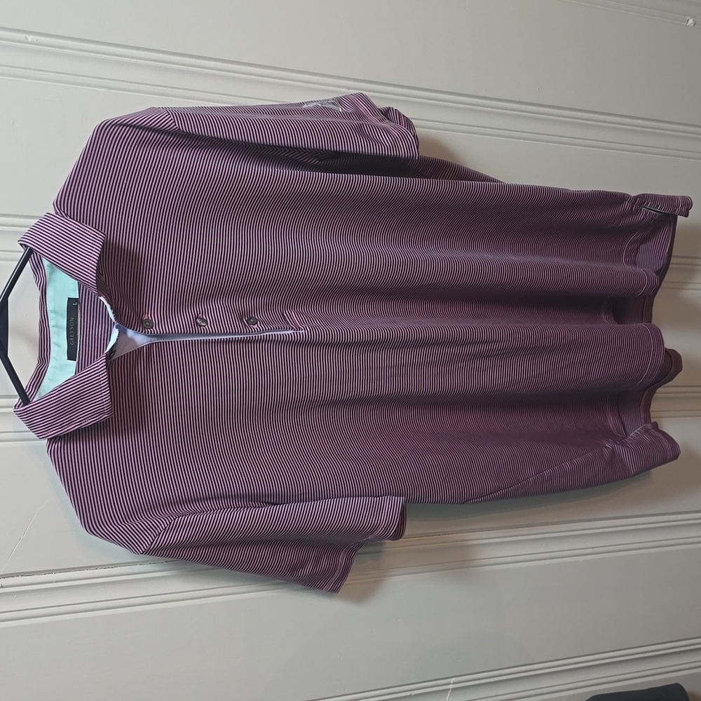 Greyson Wolf Striped Polo Size L Polyester